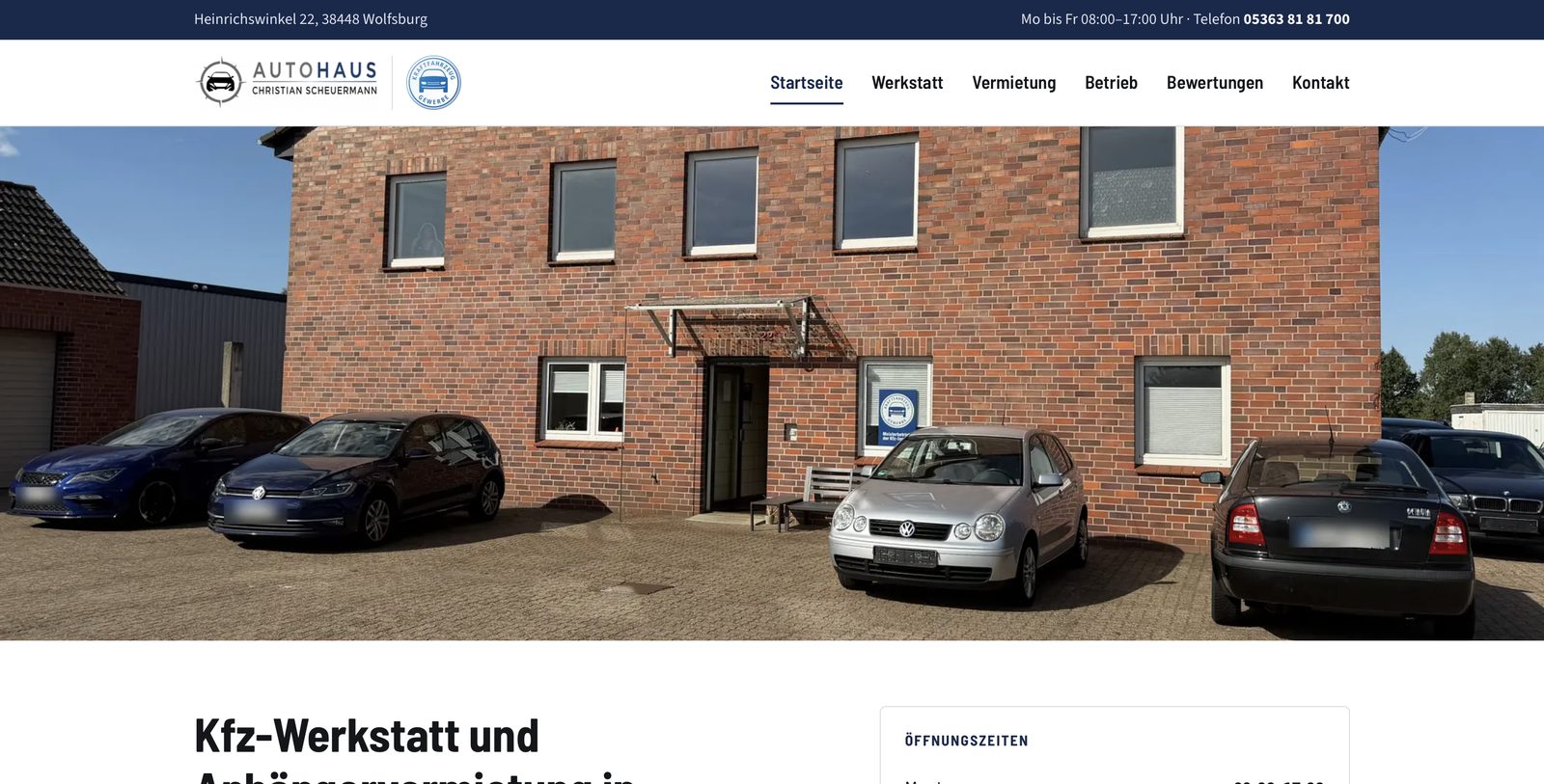Autohaus Christian Scheuermann — Startseite: Werkstatt und Anhängervermietung in Wolfsburg
